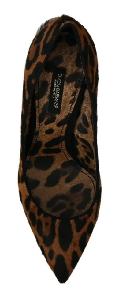 Dolce & Gabbana Brown Leopard Pony Hair Heels Pumps Women's Shoes (Pre-Owned)