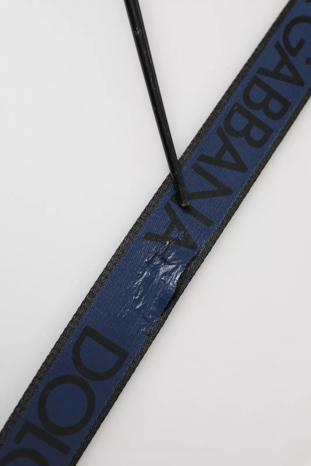Dolce & Gabbana Black Blue Logo Silver Metal Buckle Men's Belt (Pre-Owned)