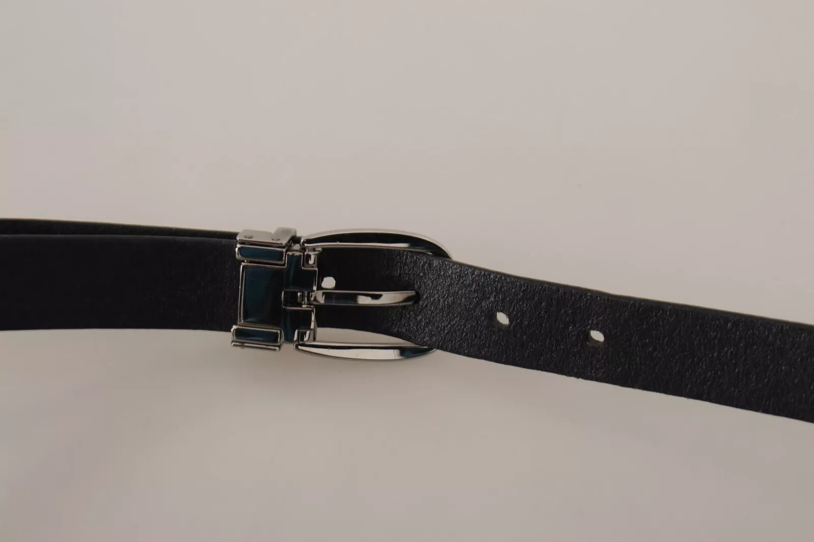 Dolce & Gabbana Black Classic Leather Silver Tone Metal Buckle Men's Belt (Pre-Owned)