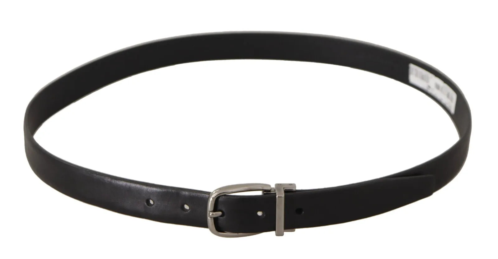 Dolce & Gabbana Black Classic Leather Silver Tone Metal Buckle Men's Belt (Pre-Owned)