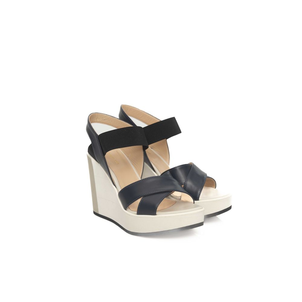 Cerruti 1881 Blue Calfskin Women Women's Sandal