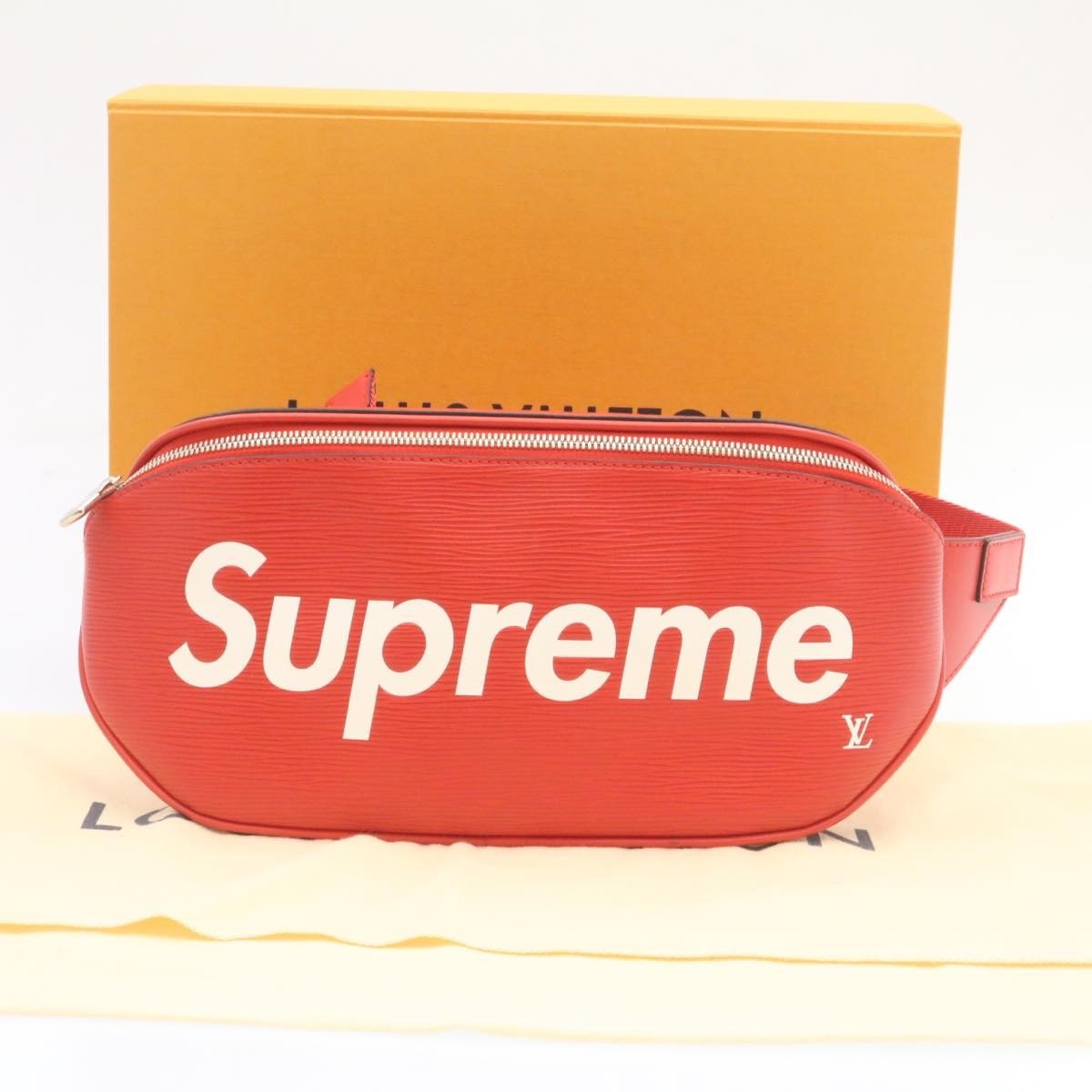 Louis Vuitton Louis Vuitton X Supreme Waist Epi Leather Red Leather Bag (Pre-Owned)