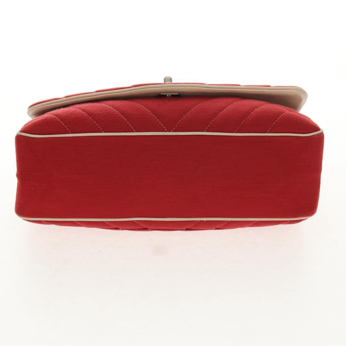 Chanel Leo Lion Flap Chevron Jersey Red Cotton Shoulder Bag Bag (Pre-Owned)