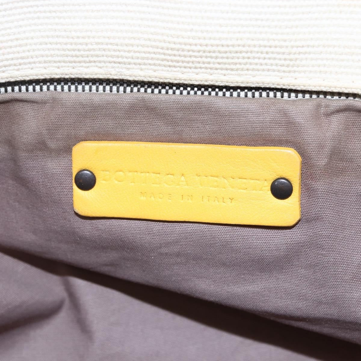 Bottega Veneta Braided Handle Open Canvas With Leather Yellow Canvas Bag (Pre-Owned)