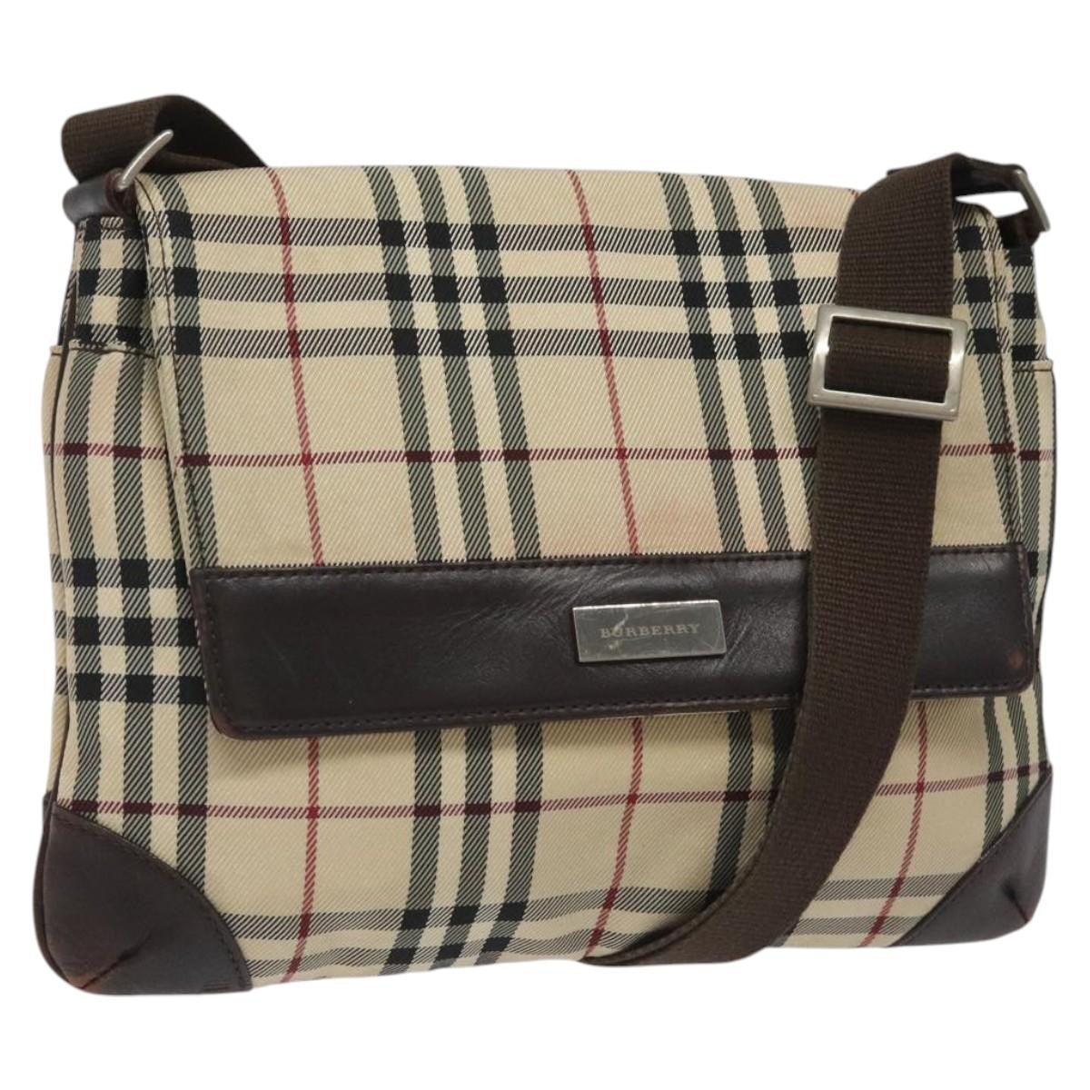 Burberry Nova Check Canvas And Leather Beige Canvas Shoulder Bag Bag (Pre-Owned)