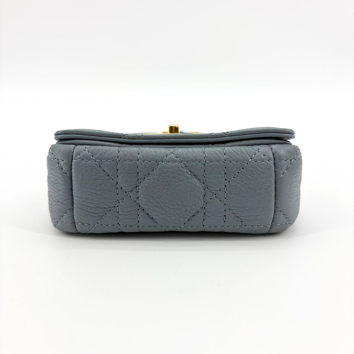 Christian Dior Caro Cannage Quilt Calfskin Gray Leather Handbag (Pre-Owned)