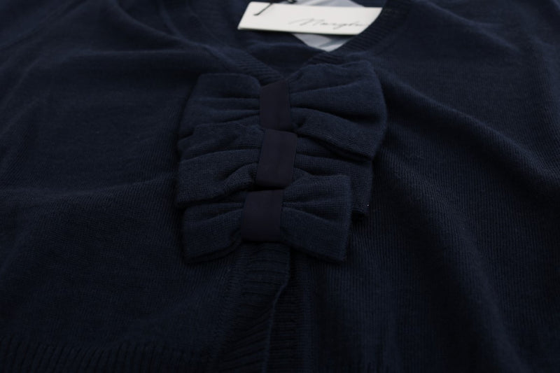MARGHI LO' Elegant Blue Wool Cardigan Women's Sweater
