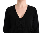 MARGHI LO' Elegant Black Wool Cardigan Women's Sweater
