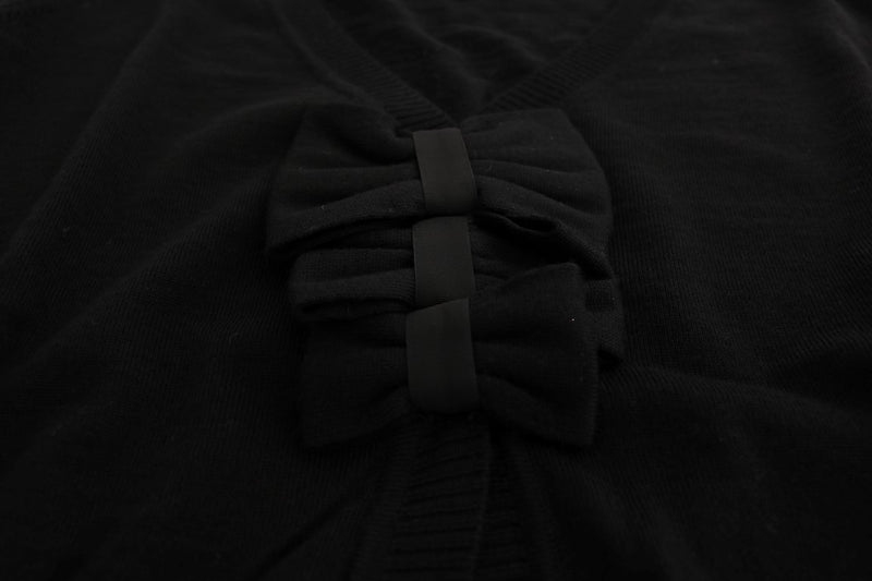 MARGHI LO' Elegant Black Wool Cardigan Women's Sweater