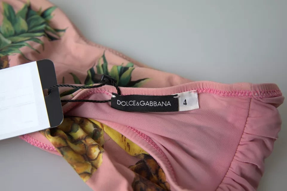 Dolce & Gabbana Pink Printed Beachwear Bikini Top Women's Swimsuit (Pre-Owned)
