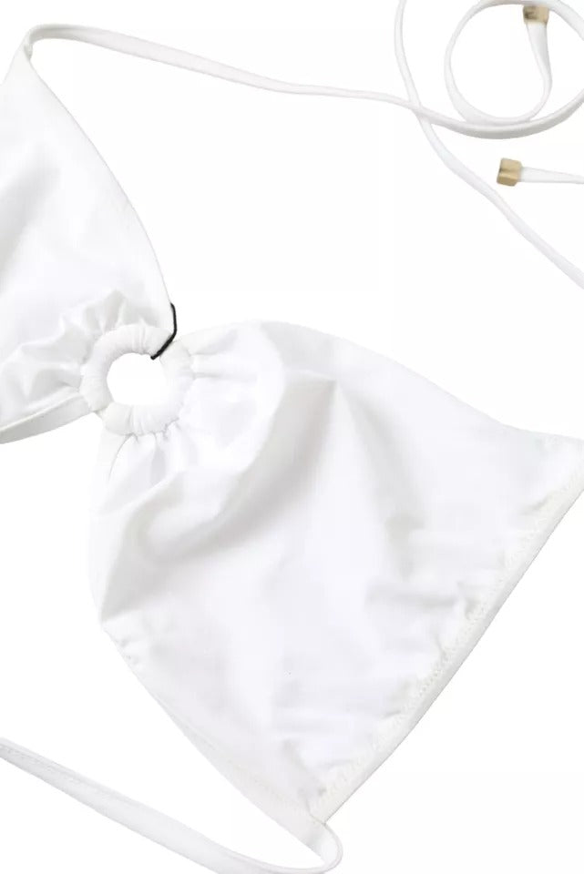 Dolce & Gabbana White Nylon Stretch Swimwear Top Women's Bikini (Pre-Owned)