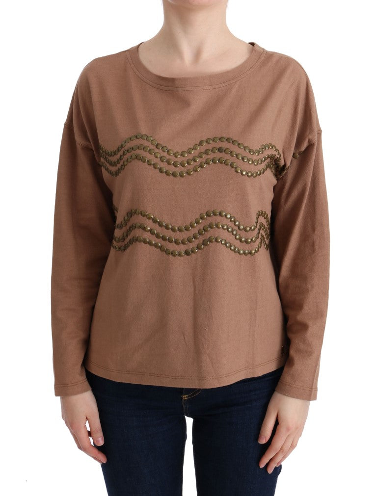 John Galliano Chic Brown Crewneck Cotton Women's Sweater