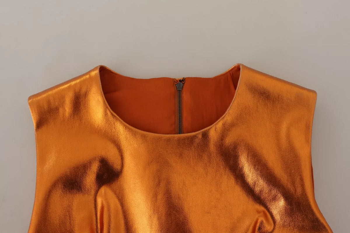 Dolce & Gabbana Metallic Orange Sleeveless Sheath Women's Dress (Pre-Owned)