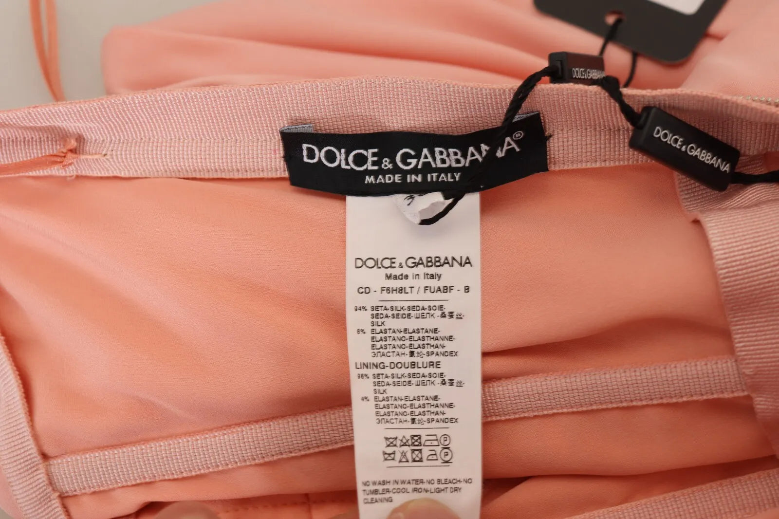 Dolce & Gabbana Pink Silk Stretch Strapless Sheath Midi Women's Dress (Pre-Owned)