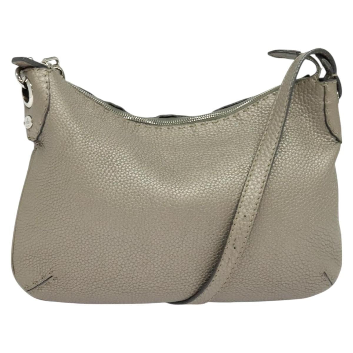 Fendi Selleria Leather Gray Leather Shoulder Bag Bag (Pre-Owned)