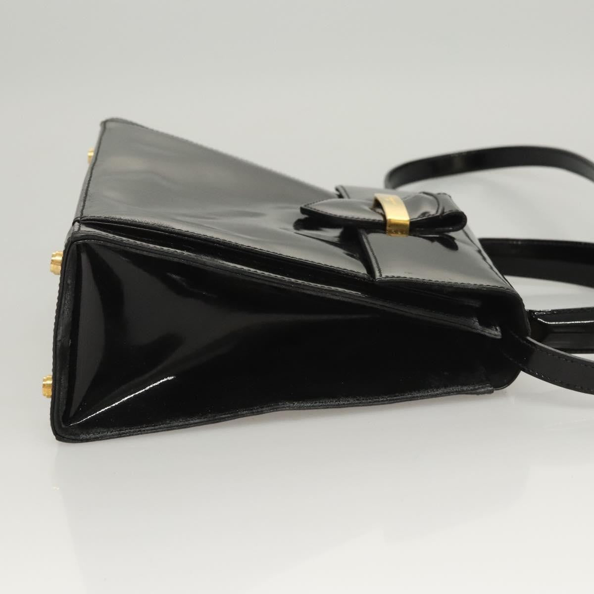 Salvatore Ferragamo Vintage Patent Leather Black Patent_Leather Handbag (Pre-Owned)