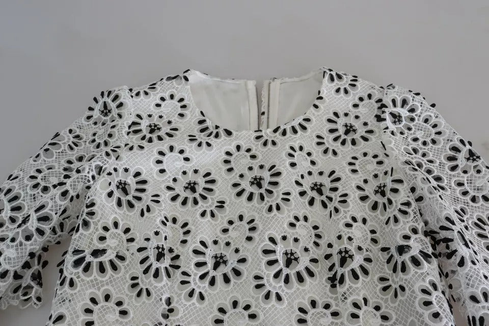 Dolce & Gabbana White Cutout Design Polyester A-line Midi Women's Dress (Pre-Owned)