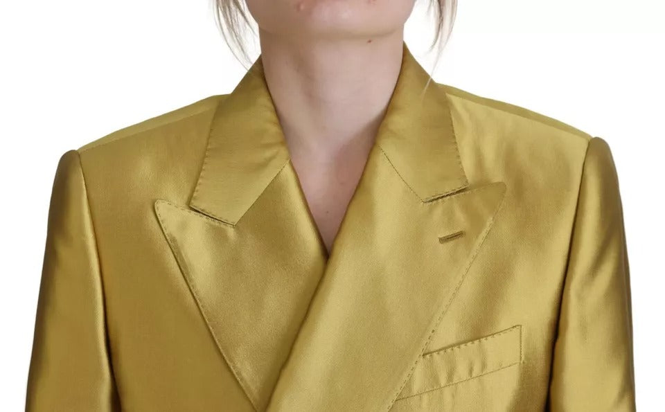Dolce & Gabbana Gold Satin Long Sleeves Blazer Coat Women's Jacket (Pre-Owned)