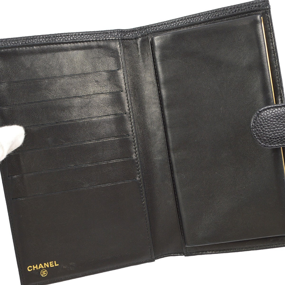 Chanel Timeless Cc French Caviar Black Leather Wallets Accessory (Pre-Owned)
