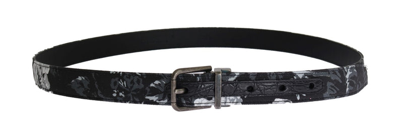 Dolce & Gabbana Black Cayman Linen Leather Men's Belt