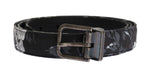 Dolce & Gabbana Black Cayman Linen Leather Men's Belt