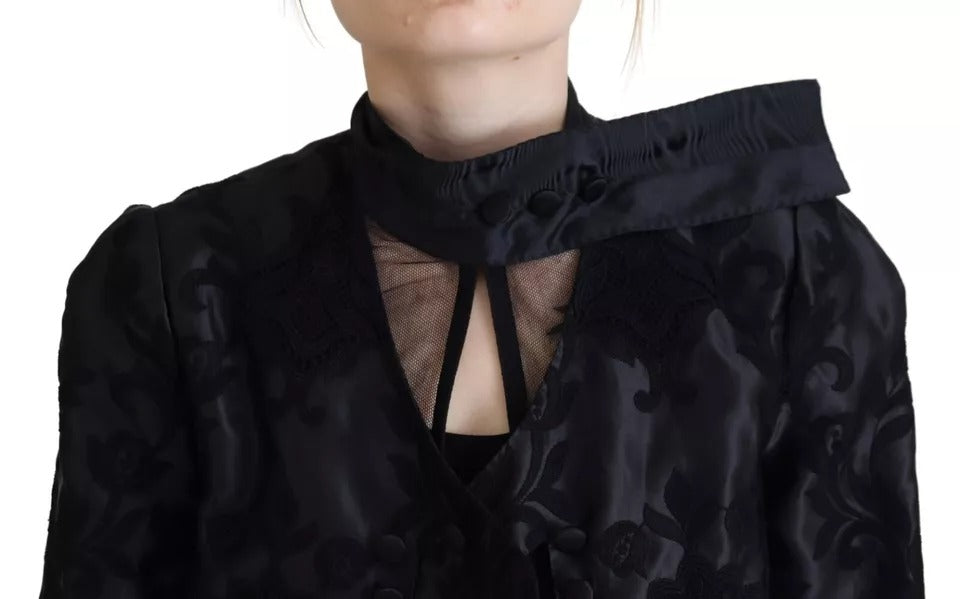 Dolce & Gabbana Black Lace Sheer Corset Organza Silk Women's Jacket (Pre-Owned)