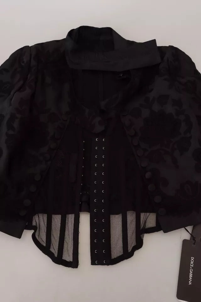 Dolce & Gabbana Black Lace Sheer Corset Organza Silk Women's Jacket (Pre-Owned)