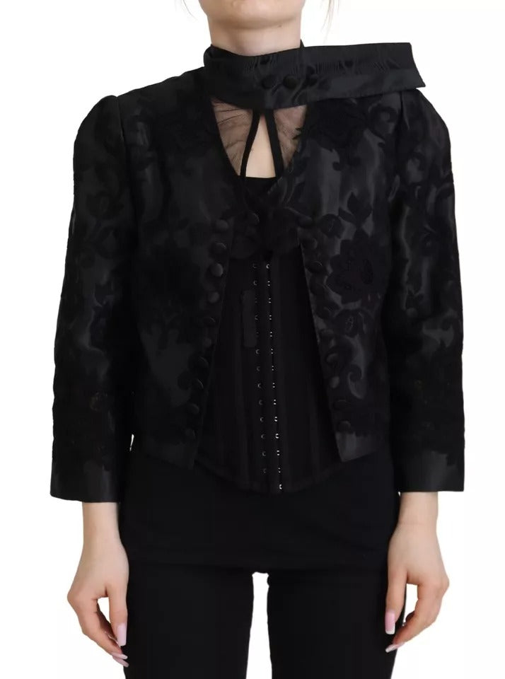 Dolce & Gabbana Black Lace Sheer Corset Organza Silk Women's Jacket (Pre-Owned)