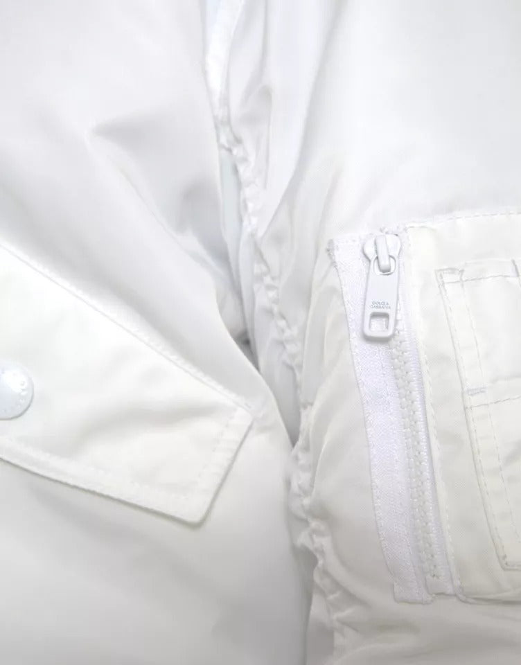 Dolce & Gabbana White Bomber Long Sleeves Full Zip Men's Jacket (Pre-Owned)