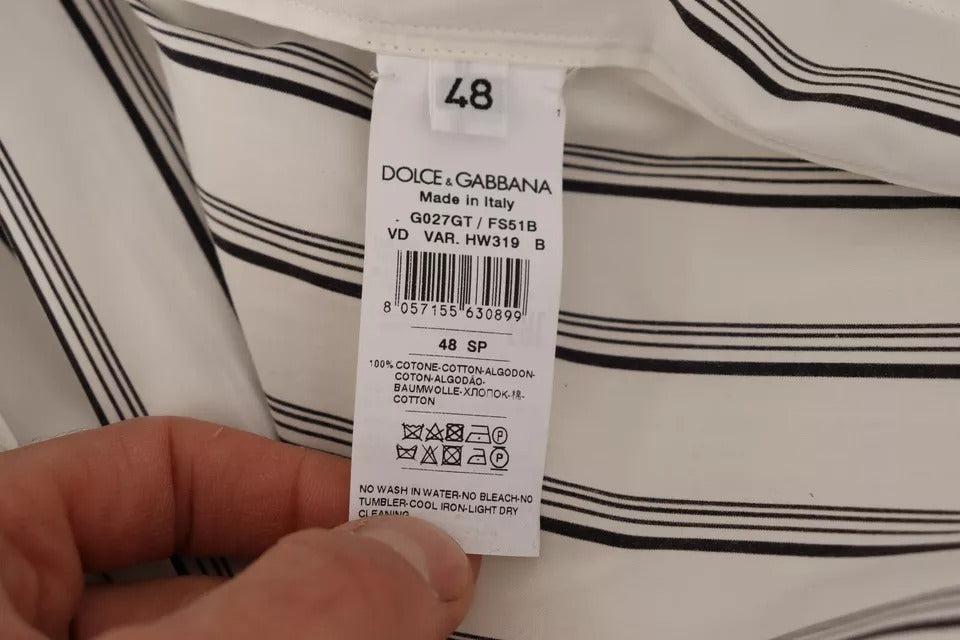 Dolce & Gabbana White Striped Cotton Robe Coat Wrap Men's Jacket (Pre-Owned)