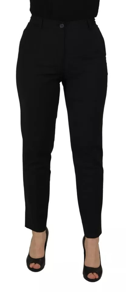 Dolce & Gabbana Black High Waist Tapered Trouser Women's Pants (Pre-Owned)