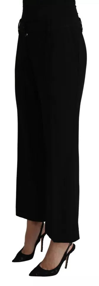 Dolce & Gabbana Black Wool Stretch Cropped Capri Trouser Women's Pants (Pre-Owned)