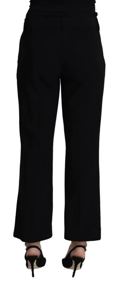 Dolce & Gabbana Black Wool Stretch Cropped Capri Trouser Women's Pants (Pre-Owned)