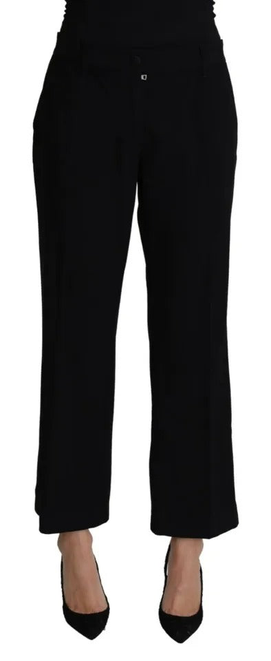 Dolce & Gabbana Black Wool Stretch Cropped Capri Trouser Women's Pants (Pre-Owned)