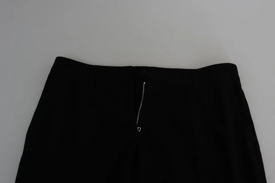 Dolce & Gabbana Black Wool Stretch Cropped Capri Trouser Women's Pants (Pre-Owned)