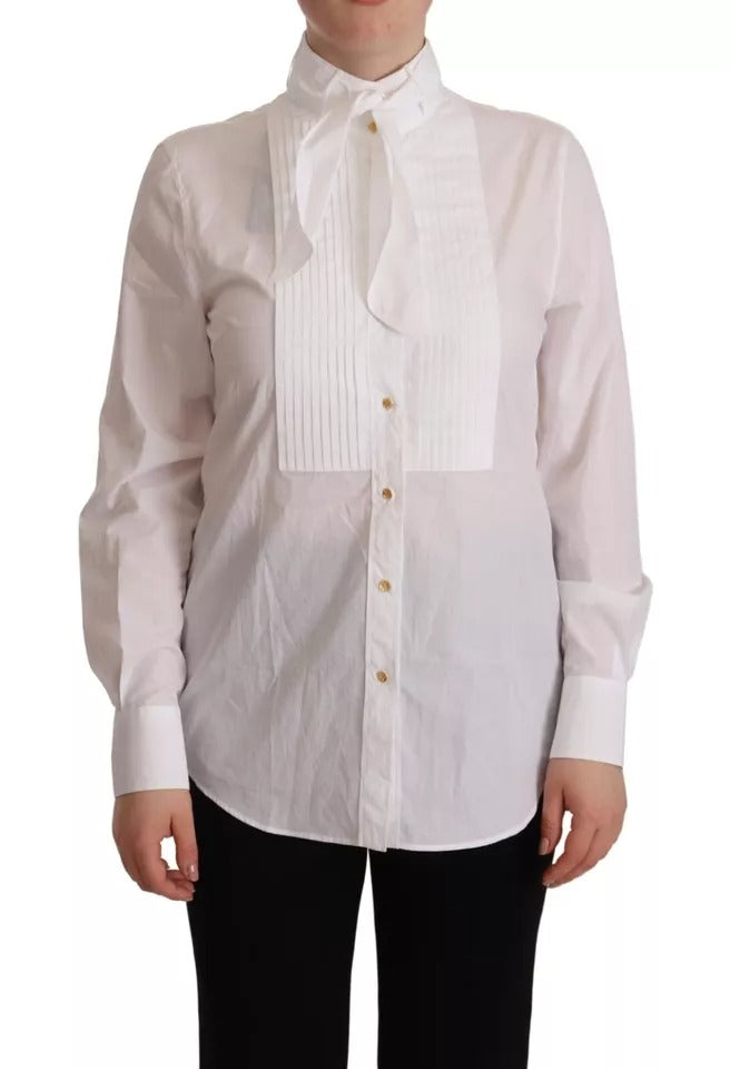 Dolce & Gabbana White Cotton Collared Long Sleeves Formal Shirt Women's Top (Pre-Owned)