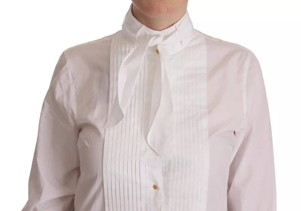 Dolce & Gabbana White Cotton Collared Long Sleeves Formal Shirt Women's Top (Pre-Owned)