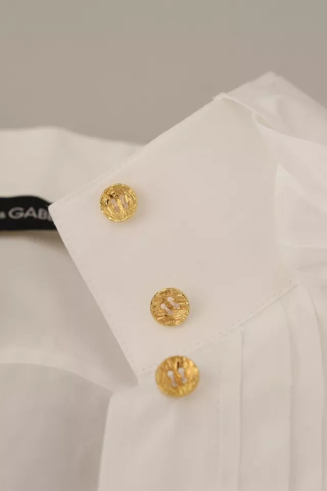 Dolce & Gabbana White Cotton Collared Long Sleeves Formal Shirt Women's Top (Pre-Owned)