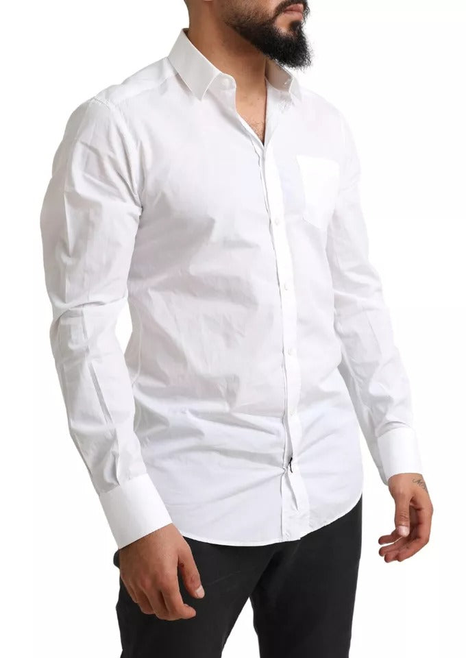 Dolce & Gabbana White GOLD Formal Cotton Tuxedo Dress Men's Shirt (Pre-Owned)