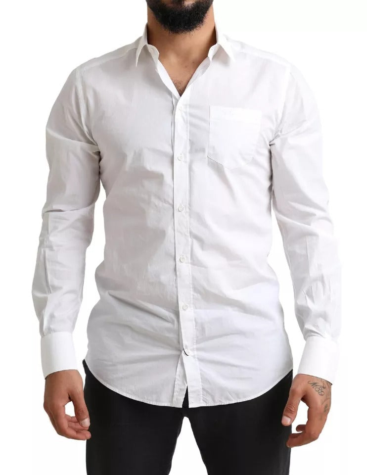 Dolce & Gabbana White GOLD Formal Cotton Tuxedo Dress Men's Shirt (Pre-Owned)