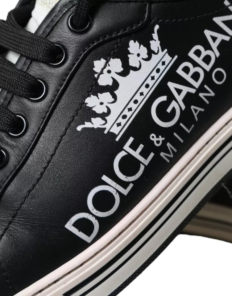 Dolce & Gabbana Black Leather Crown Milano Men Sneakers Men's Shoes (Pre-Owned)