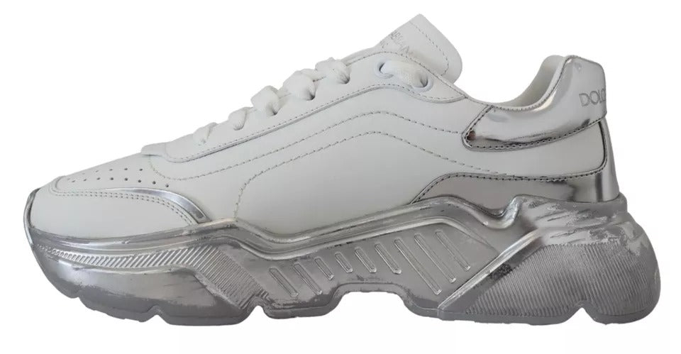 Dolce & Gabbana White Silver Leather Daymaster Sneakers Women's Shoes (Pre-Owned)