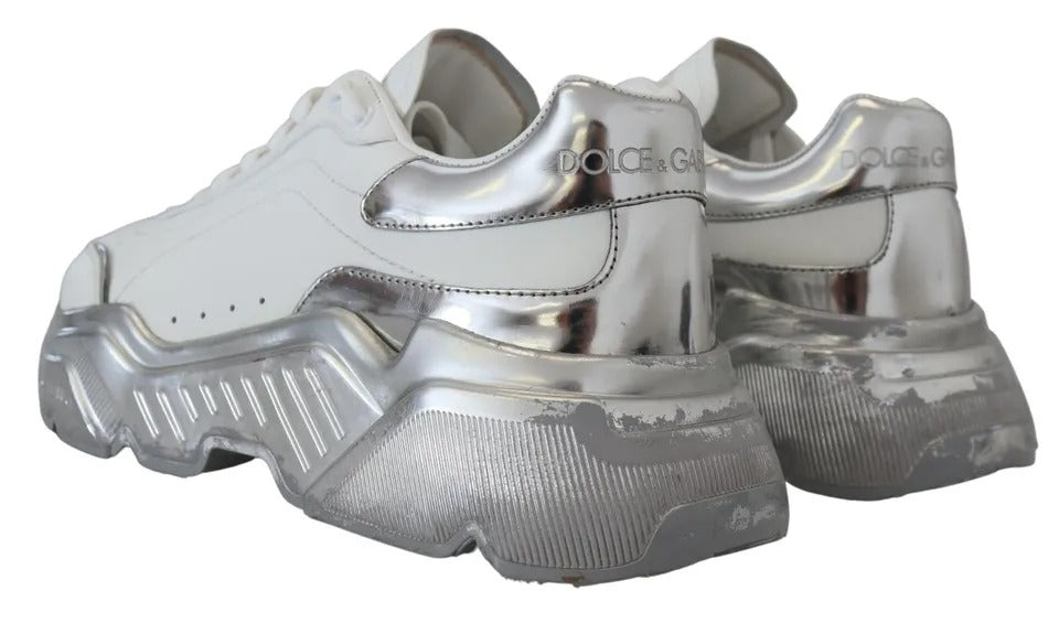 Dolce & Gabbana White Silver Leather Daymaster Sneakers Women's Shoes (Pre-Owned)