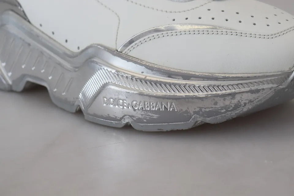 Dolce & Gabbana White Silver Leather Daymaster Sneakers Women's Shoes (Pre-Owned)