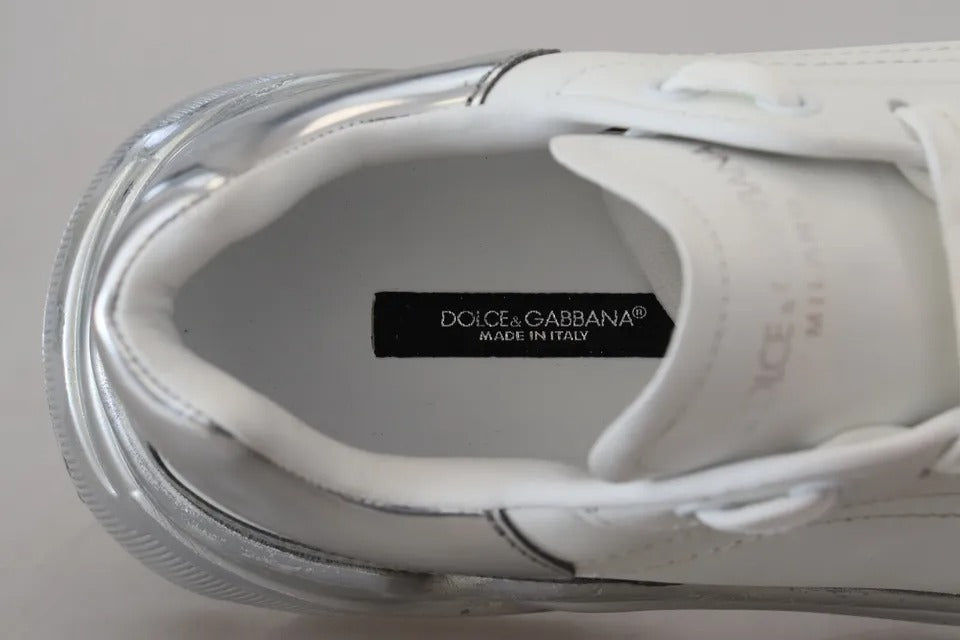 Dolce & Gabbana White Silver Leather Daymaster Sneakers Women's Shoes (Pre-Owned)