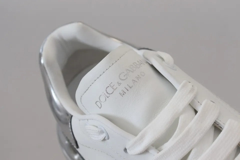 Dolce & Gabbana White Silver Leather Daymaster Sneakers Women's Shoes (Pre-Owned)