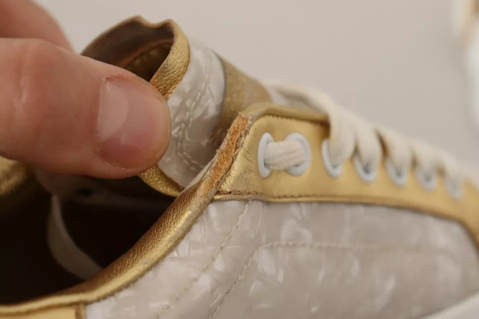 Dolce & Gabbana White Portofino Mother Of Pearl Sneakers Casual Women's Shoes (Pre-Owned)