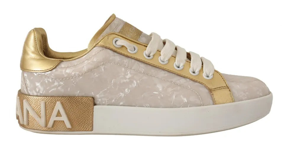 Dolce & Gabbana White Portofino Mother Of Pearl Sneakers Casual Women's Shoes (Pre-Owned)