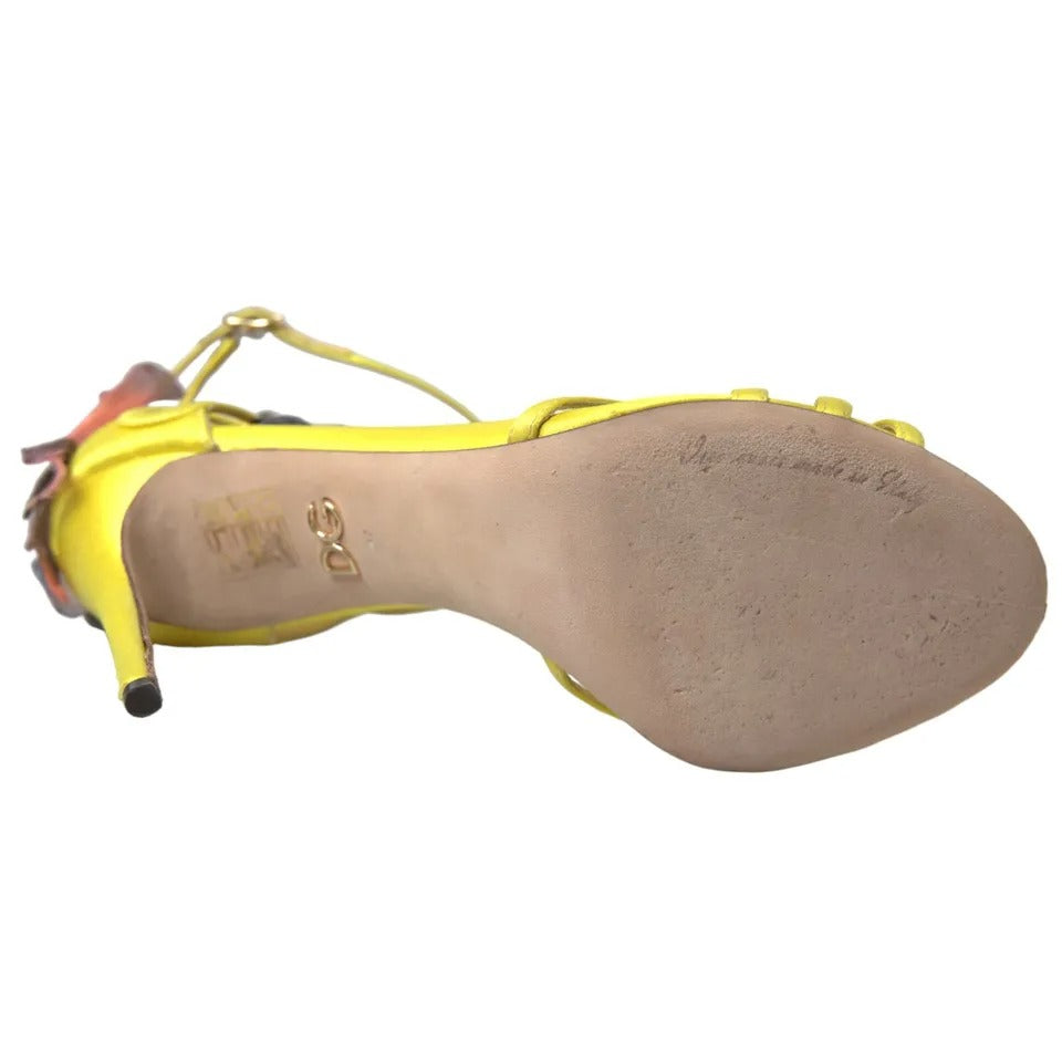 Dolce & Gabbana Yellow Butterfly Applique Sandals Women's Shoes (Pre-Owned)