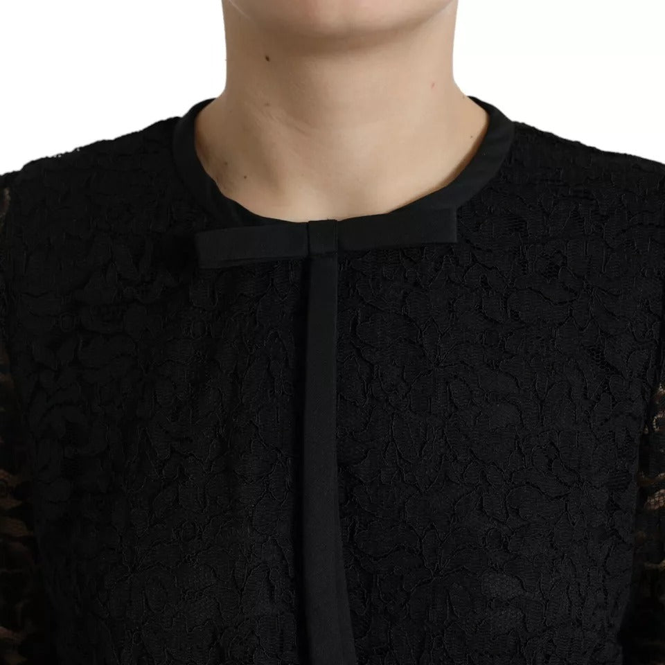 Dolce & Gabbana Black Floral Lace Blouse T-shirt Staff Women's Top (Pre-Owned)